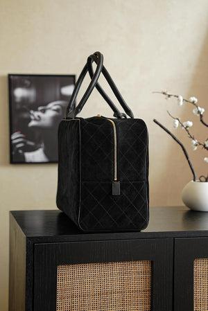 Chanel Maxi Bowling Bag Suede Calfskin & Gold-Tone Metal AS6212 Black - Default Title - View 6