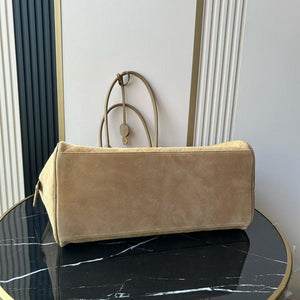 Chanel Maxi Bowling Bag Suede Calfskin & Gold-Tone Metal AS6212 Dark Beige - Default Title - View 6