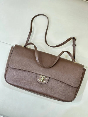 Chanel Maxi Flapbag Grained calfskin & gold-tone metal AS6231 Light brown - Gold - View 4