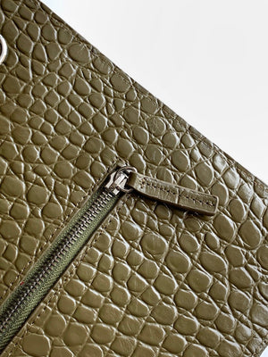 Chanel Maxi Flapbag Grained calfskin & gold-tone metal AS6233 Crocodile pattern Green - Default Title - View 7