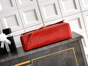 Chanel Maxi Flapbag Grained calfskin & gold-tone metal AS6233 Crocodile pattern Red - Default Title - View 4