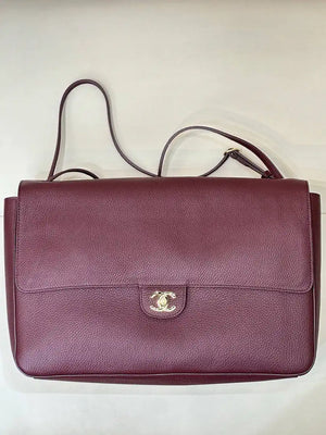 Chanel Maxi Flapbag Grained calfskin & gold-tone metal AS6233 Wine Red - Gold - View 1