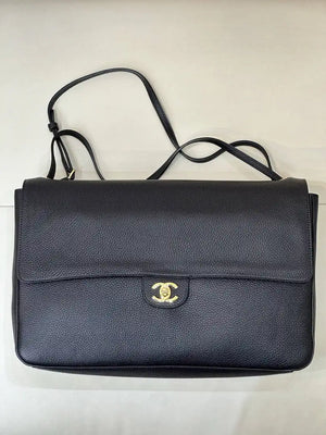 Chanel Maxi Flapbag Grained calfskin & gold-tone metal AS6233 Black - Gold - View 11