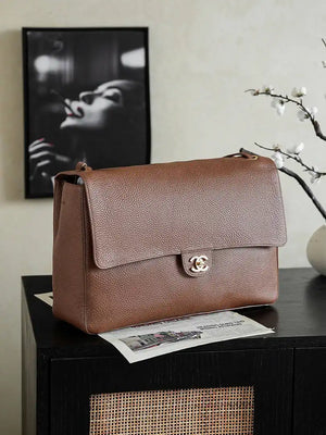 Chanel Maxi Flapbag Grained calfskin & gold-tone metal AS6233 Gold Brown - Gold - View 2