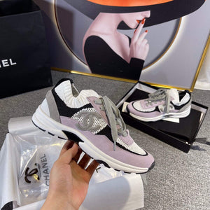 Chanel Men Women's Sneaker Shoes G38750 Purple and White Calfskin - 34 - View 4