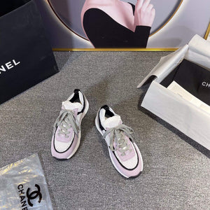 Chanel Men Women's Sneaker Shoes G38750 Purple and White Calfskin - 34 - View 6