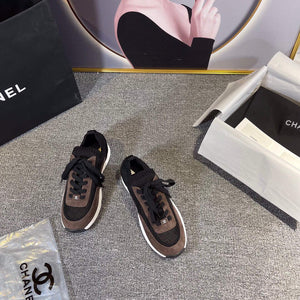 Chanel Men Women's Sneaker Shoes G38750 Dark Brown and black Calfskin - 34 - View 6