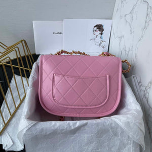 Chanel Messenger Bag Calfskin & Gold-Tone Metal AS4845 Pink Lambskin - Default Title - View 5