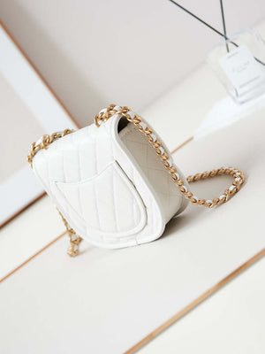 Chanel Messenger Bag Calfskin & Gold-Tone Metal AS4845 White Lambskin - Default Title - View 4