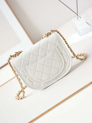 Chanel Messenger Bag Calfskin & Gold-Tone Metal AS4845 White Lambskin - Default Title - View 2
