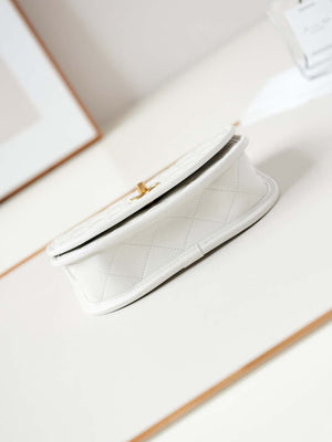 Chanel Messenger Bag Calfskin & Gold-Tone Metal AS4845 White Lambskin - Default Title - View 6