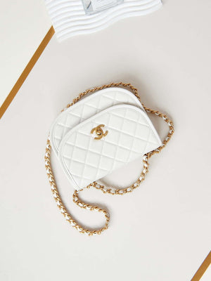 Chanel Messenger Bag Calfskin & Gold-Tone Metal AS4845 White Lambskin - Default Title - View 7