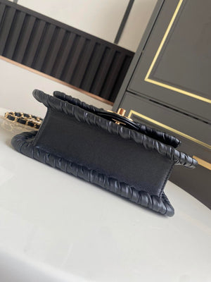 Chanel Mini Flap Bag Lambskin Braided Calfskin & Gold-Tone Metal AS2495 Black - Default Title - View 7