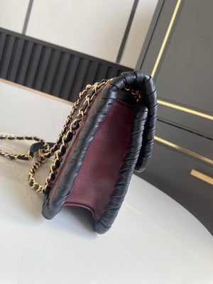 Chanel Mini Flap Bag Lambskin Braided Calfskin & Gold-Tone Metal AS2495 Wine red - Default Title - View 5