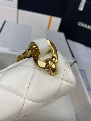 Chanel Mini Flap Bag Lambskin Gold-Tone Metal AS3213 White - Default Title - View 6