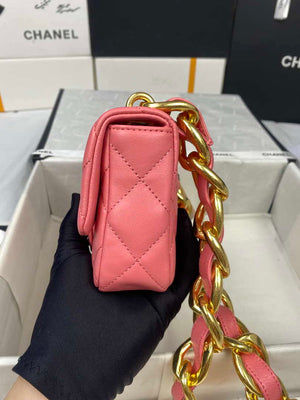 Chanel Mini Flap Bag Lambskin Gold-Tone Metal AS3213 Pink - Default Title - View 4