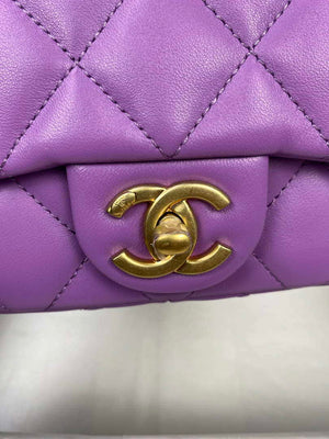 Chanel Mini Flap Bag Lambskin Gold-Tone Metal AS3213 Purple - Default Title - View 5