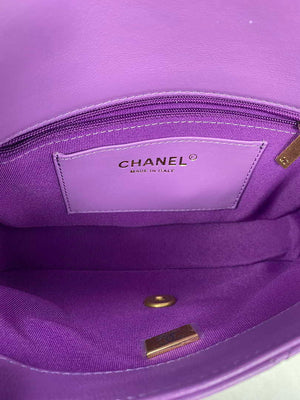 Chanel Mini Flap Bag Lambskin Gold-Tone Metal AS3213 Purple - Default Title - View 9