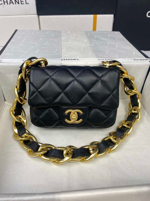 Chanel Mini Flap Bag Lambskin Gold-Tone Metal AS3213 Black - Default Title - View 2