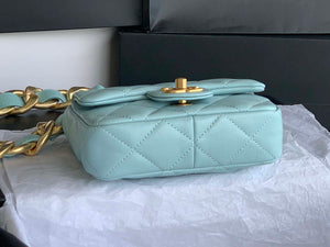 Chanel Mini Flap Bag Lambskin Gold-Tone Metal AS3213 Blue - Default Title - View 5
