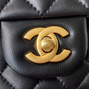 Chanel Mini flap Lambskin bag with top handle AS2431 Black gold - Default Title - View 3