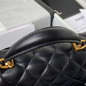 Chanel Mini flap Lambskin bag with top handle AS2431 Black gold - Default Title - View 4