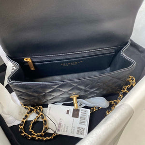 Chanel Mini flap Lambskin bag with top handle AS2431 Black gold - Default Title - View 6