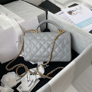 Chanel Mini flap Lambskin bag with top handle AS2431 Gray gold - Default Title - View 2