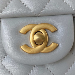 Chanel Mini flap Lambskin bag with top handle AS2431 Gray gold - Default Title - View 3