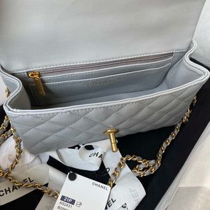 Chanel Mini flap Lambskin bag with top handle AS2431 Gray gold - Default Title - View 7
