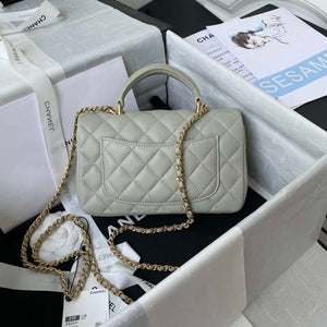 Chanel Mini flap Lambskin bag with top handle AS2431 Light Green Gold - Default Title - View 2
