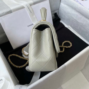 Chanel Mini flap Lambskin bag with top handle AS2431 Light Green Gold - Default Title - View 5