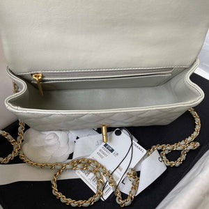 Chanel Mini flap Lambskin bag with top handle AS2431 Light Green Gold - Default Title - View 7