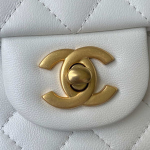 Chanel Mini flap Lambskin bag with top handle AS2431 White gold - Default Title - View 3