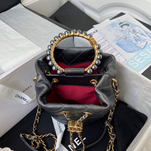 Chanel Pearl Bracelet Bucket Bag Lambskin AS2608 Grey - Default Title - View 7