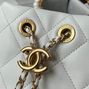 Chanel Pearl Bracelet Bucket Bag Lambskin AS2608 White - Default Title - View 3