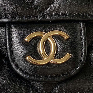 Chanel Phone Holder with Chain CC Lambskin & Gold-Tone Metal AP3226 Black - Default Title - View 3