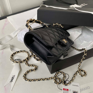 Chanel Phone Holder with Chain CC Lambskin & Gold-Tone Metal AP3226 Black - Default Title - View 5