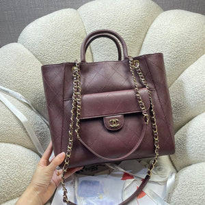 Chanel Shopping Bag Grained Calfskin & Gold-Tone Metal AS6024 Wine Red - Default Title - View 2