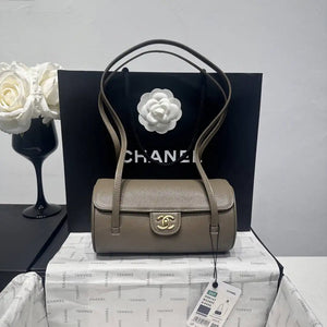Chanel Small Bowling Bag Grained Shiny Calfskin AS6143 Gray - Default Title - View 1