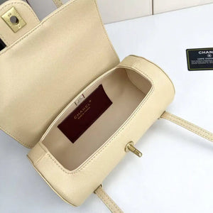 Chanel Small Bowling Bag Grained Shiny Calfskin AS6143 Apricot - Default Title - View 9