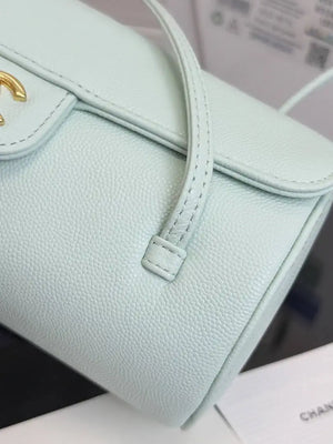 Chanel Small Bowling Bag Grained Shiny Calfskin AS6143 Light green - Default Title - View 2