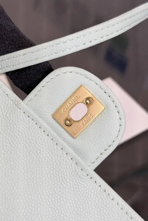 Chanel Small Bowling Bag Grained Shiny Calfskin AS6143 Light green - Default Title - View 7