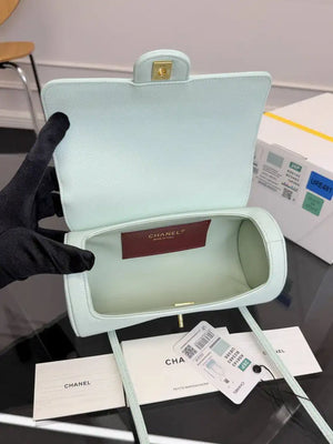 Chanel Small Bowling Bag Grained Shiny Calfskin AS6143 Light green - Default Title - View 8