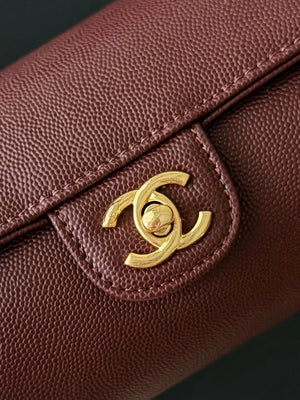 Chanel Small Bowling Bag Grained Shiny Calfskin & Gold-Tone Metal AS6143 Wine Red - Default Title - View 5