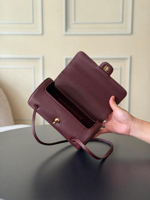 Chanel Small Bowling Bag Grained Shiny Calfskin & Gold-Tone Metal AS6143 Wine Red - Default Title - View 7