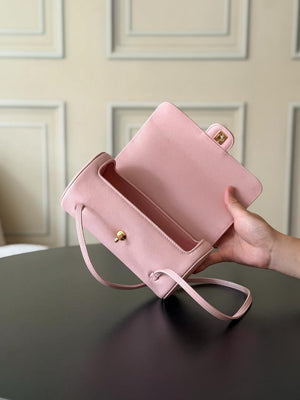 Chanel Small Bowling Bag Grained Shiny Calfskin & Gold-Tone Metal AS6143 Pink - Default Title - View 5