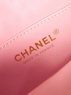 Chanel AS3768 Small Camera Case Lambskin Viscose Weaving Pink & White Gold - Default Title - View 8