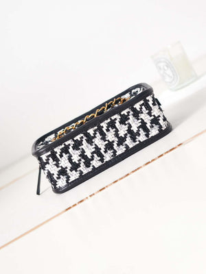 Chanel AS3768 Small Camera Case Lambskin Viscose Weaving White & Black - Default Title - View 7