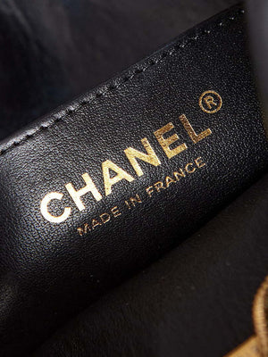 Chanel AS3768 Small Camera Case Lambskin Viscose Weaving White & Black - Default Title - View 9